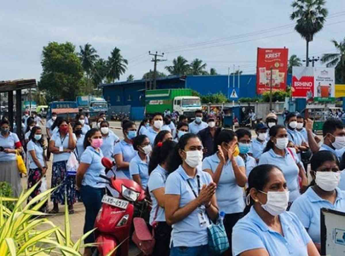 “බෝනස් නෑ- වැඩි පඩි නෑ“ එස්කුවල් ලංකා කම්කරුවෝ වැඩ වර්ජනයේ