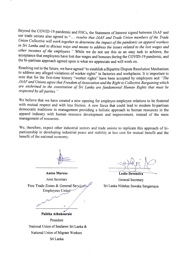 Joint statement on MOU with JAAF Page 2